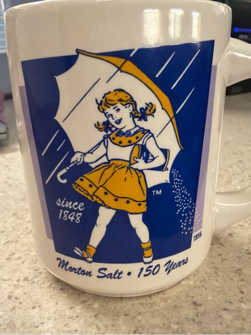 Source Unknown Morton Salt Girl Mug - Blue, White, Yellow
